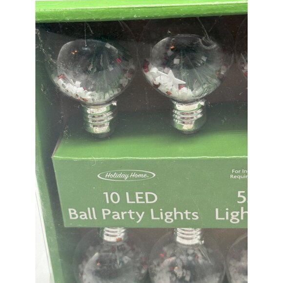 Holiday Home 10 LED Ball Party Lights Warm White Clear Wire Indoor Battery 53" - Picture 4 of 7